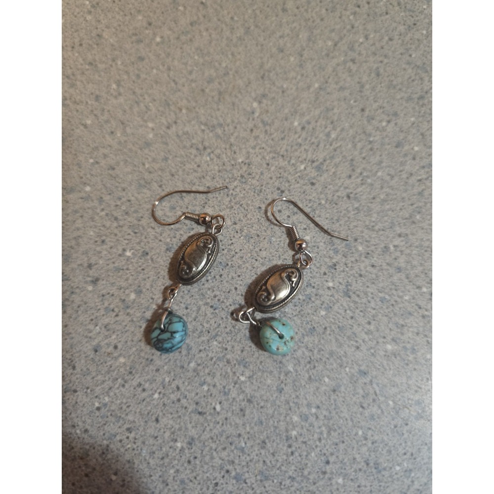 Native American Natural Turquoise Antique Drop Earrings